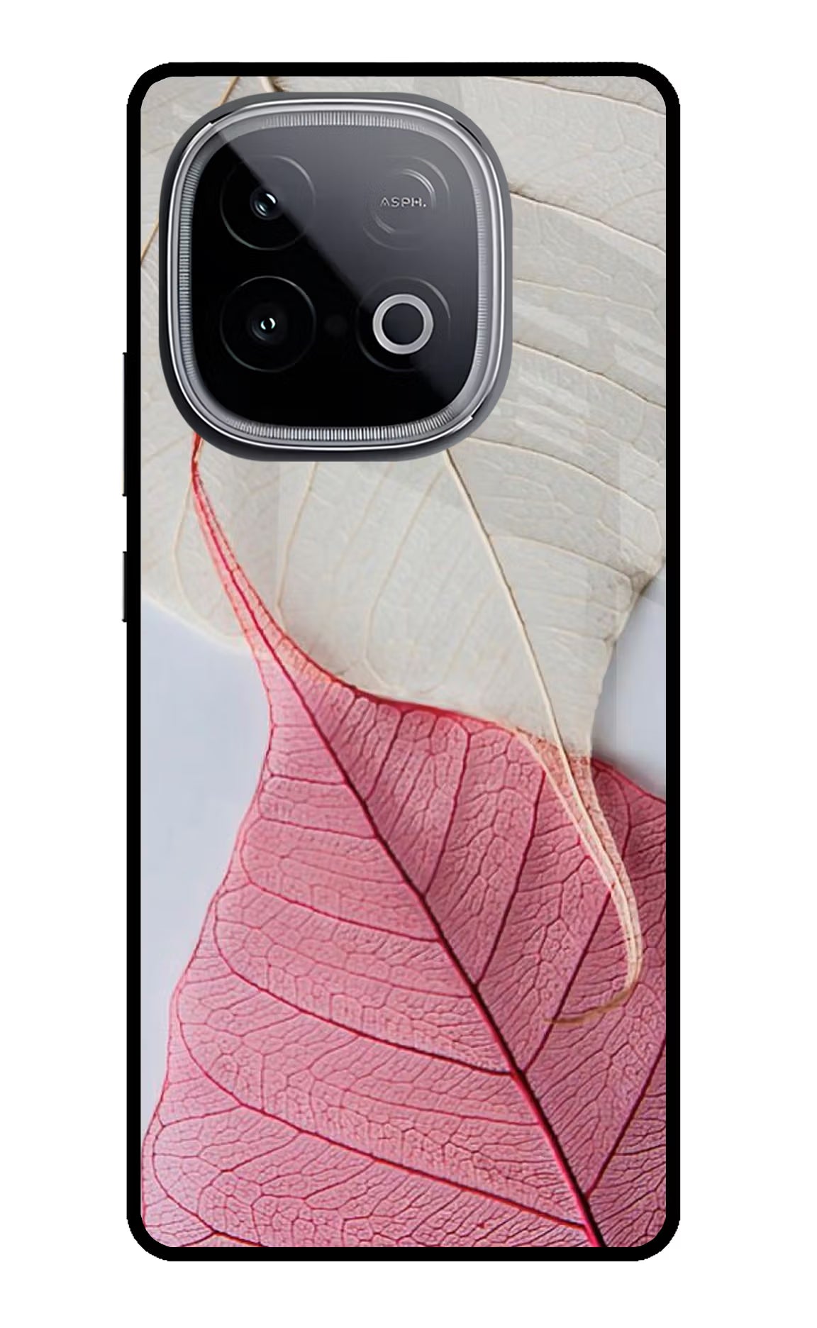 White Pink Leaf iQOO Neo 10 Back Cover - White Pink Leaf iQOO Neo 10 Glass Case Back Cover by Casekaro White Pink Leaf iQOO Neo 10 Glass Case Back Cover by Casekaro