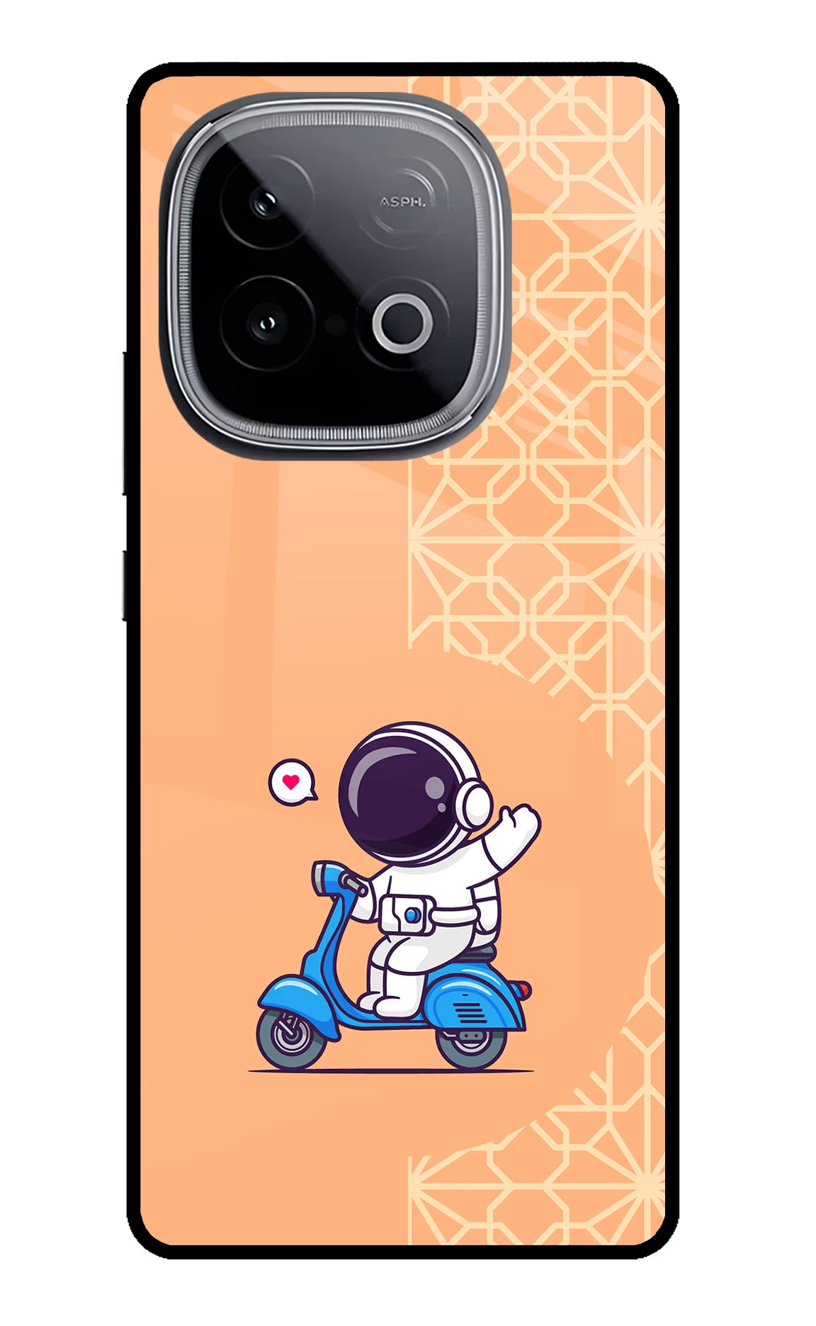 Cute Astronaut Riding iQOO Neo 10 Back Cover - Cute Astronaut Riding iQOO Neo 10 Glass Case Back Cover by Casekaro Cute Astronaut Riding iQOO Neo 10 Glass Case Back Cover by Casekaro