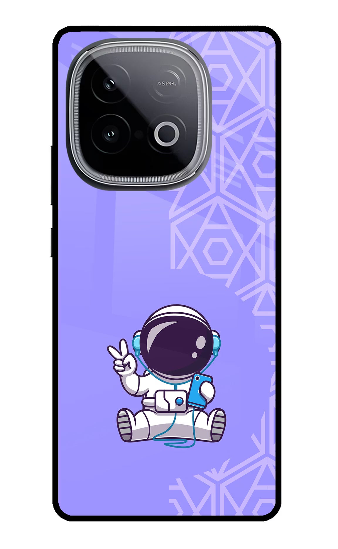 Cute Astronaut Chilling iQOO Neo 10 Back Cover - Cute Astronaut Chilling iQOO Neo 10 Glass Case Back Cover by Casekaro Cute Astronaut Chilling iQOO Neo 10 Glass Case Back Cover by Casekaro