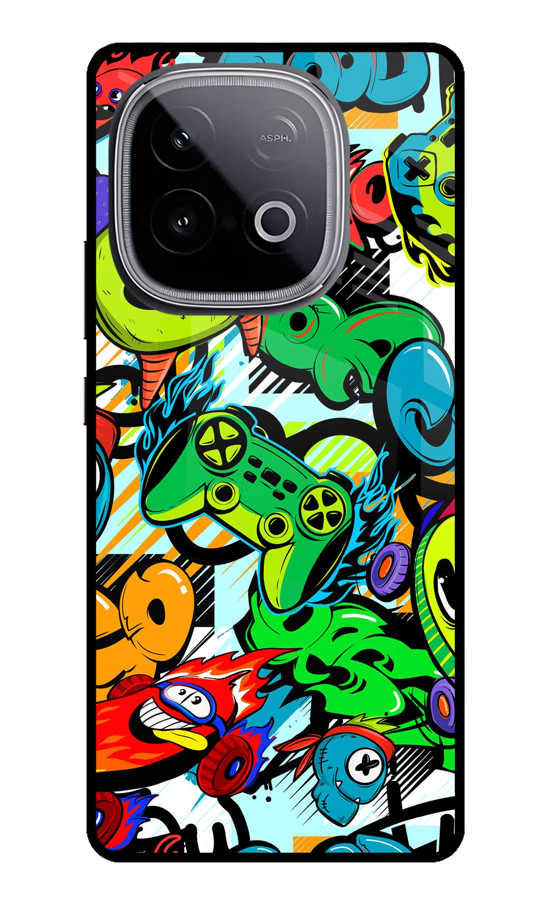 Game Doodle iQOO Neo 10 Back Cover - Game Doodle iQOO Neo 10 Glass Case Back Cover by Casekaro Game Doodle iQOO Neo 10 Glass Case Back Cover by Casekaro
