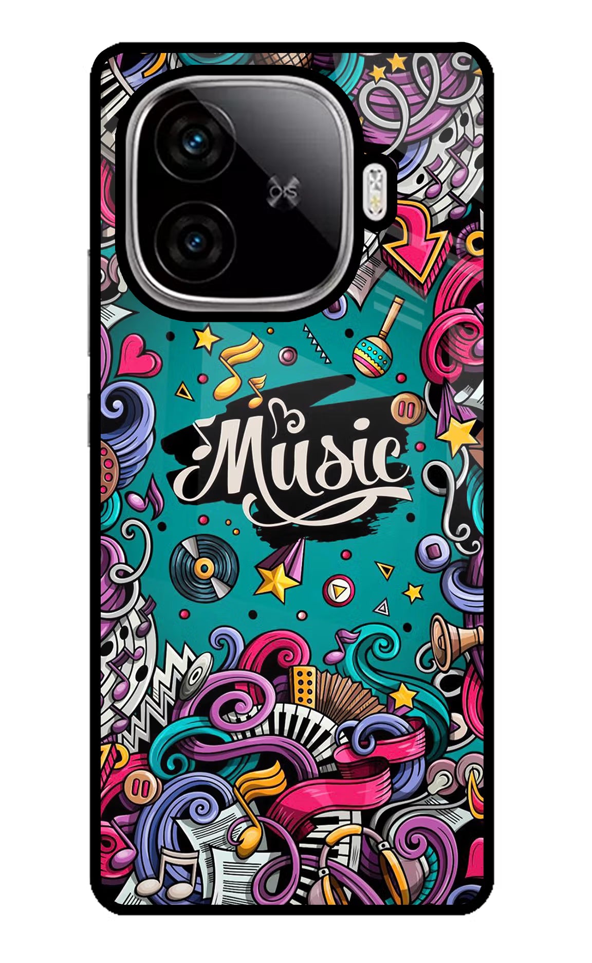 Music Graffiti iQOO Neo 10R 5G Glass Case Back Cover by Casekaro