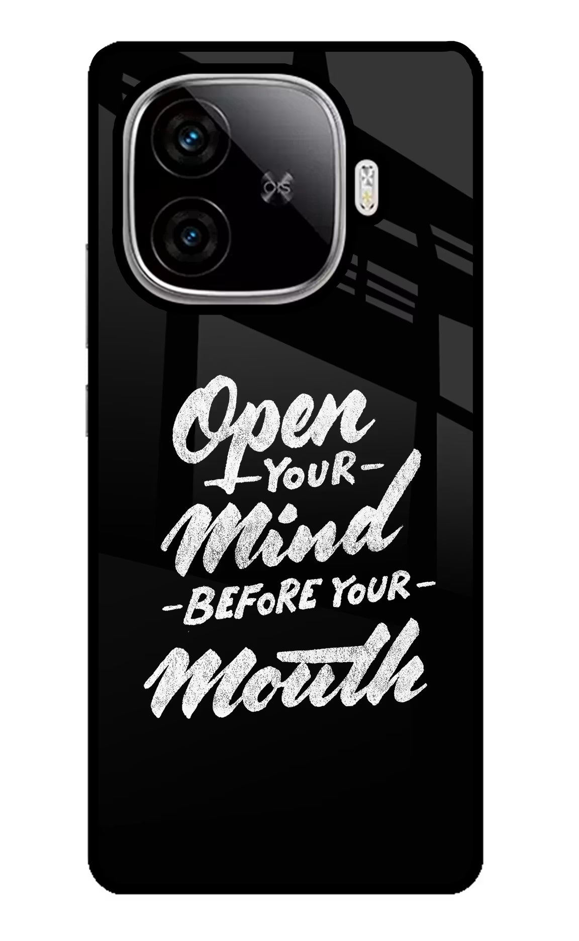 Open Your Mind Before Your Mouth iQOO Neo 10R 5G Back Cover - Open Your Mind Before Your Mouth iQOO Neo 10R 5G Glass Case Back Cover by Casekaro Open Your Mind Before Your Mouth iQOO Neo 10R 5G Glass Case Back Cover by Casekaro