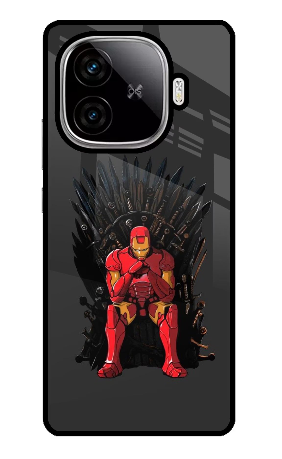 Ironman Throne iQOO Neo 10R 5G Back Cover - Ironman Throne iQOO Neo 10R 5G Glass Case Back Cover by Casekaro Ironman Throne iQOO Neo 10R 5G Glass Case Back Cover by Casekaro