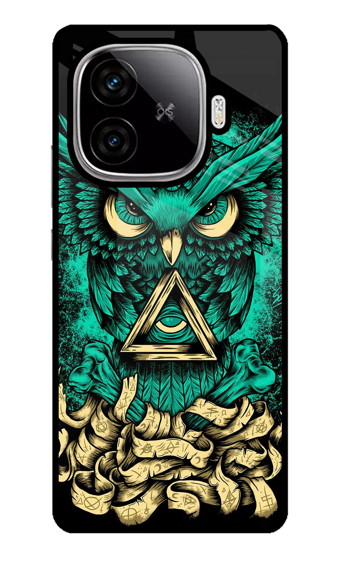 Green Owl iQOO Neo 10R 5G Back Cover - Green Owl iQOO Neo 10R 5G Glass Case Back Cover by Casekaro Green Owl iQOO Neo 10R 5G Glass Case Back Cover by Casekaro