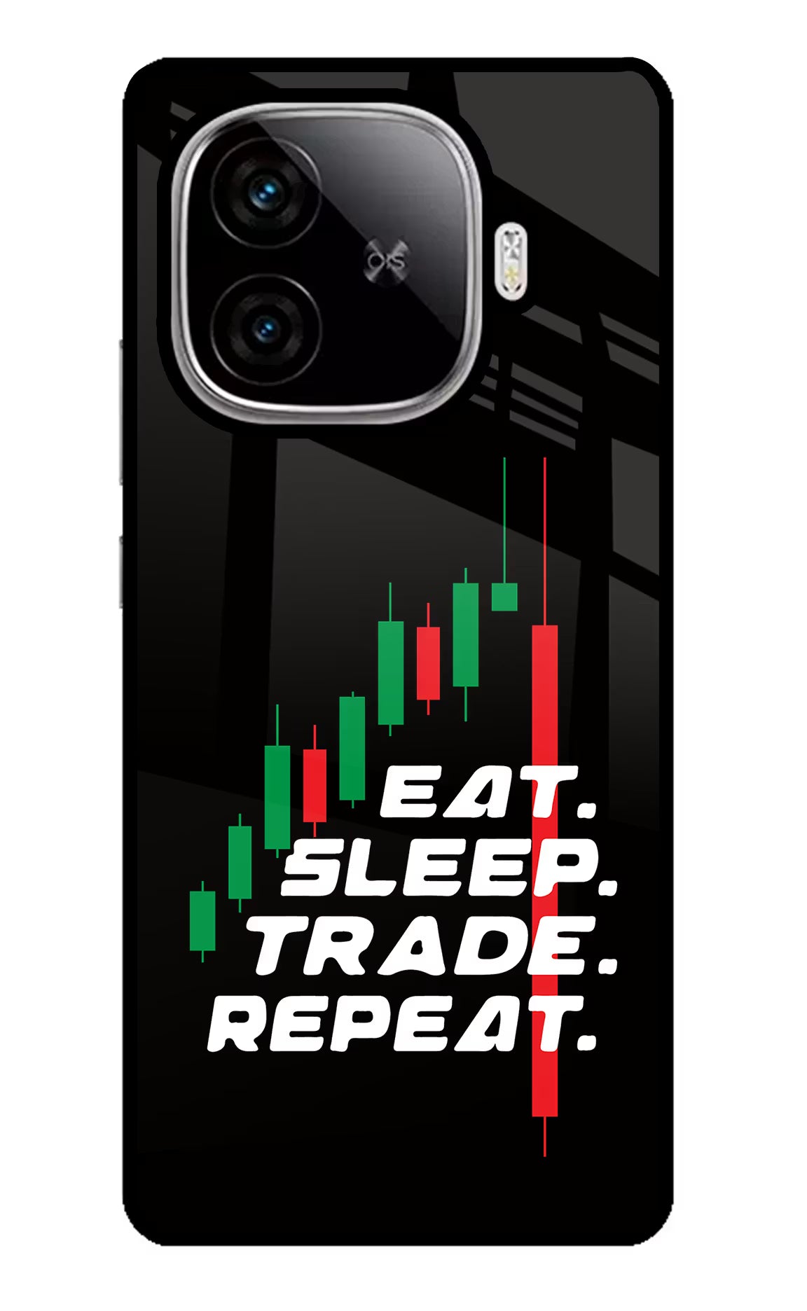 Eat Sleep Trade Repeat iQOO Neo 10R 5G Glass Case Back Cover by Casekaro