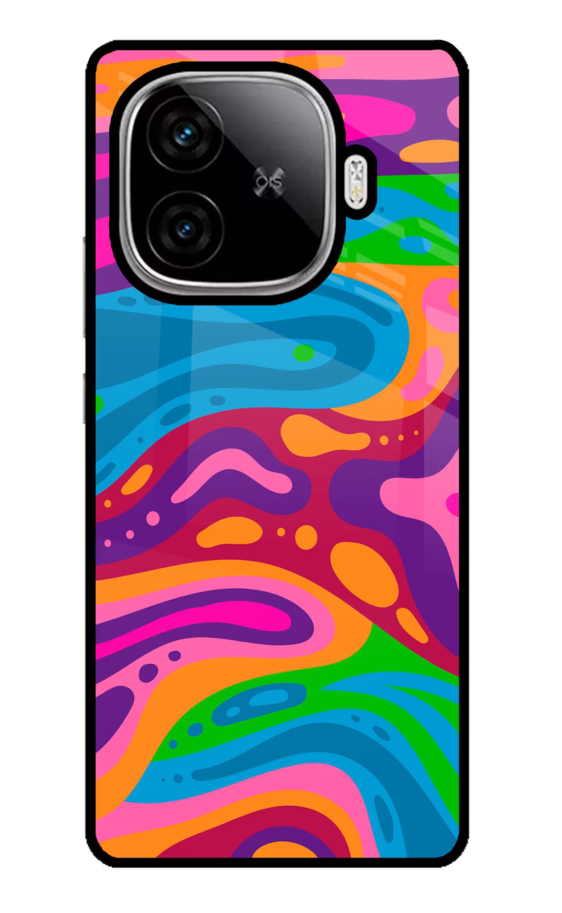 Trippy Pattern iQOO Neo 10R 5G Glass Case Back Cover by Casekaro