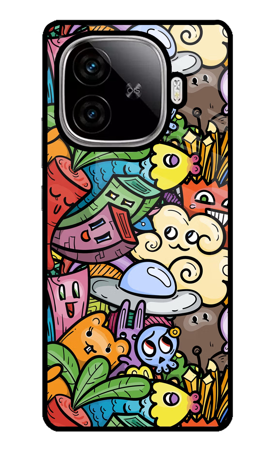 Veggie Doodle iQOO Neo 10R 5G Glass Case Back Cover by Casekaro
