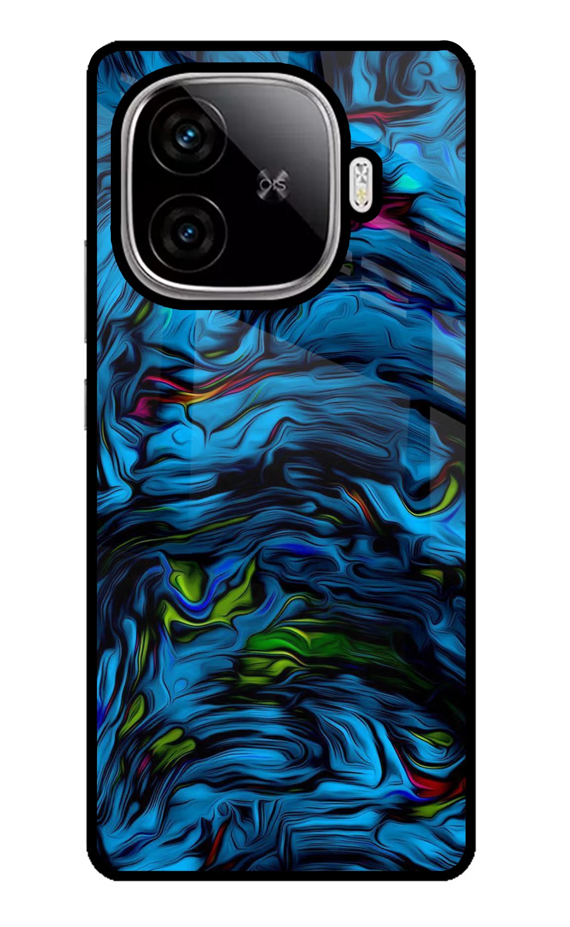Dark Blue Abstract iQOO Neo 10R 5G Glass Case Back Cover by Casekaro