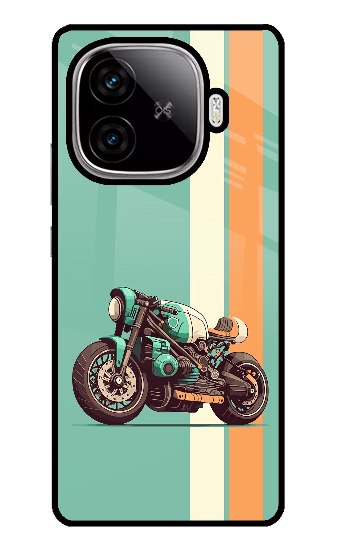 Striped Moto Drift iQOO Neo 10R 5G Back Cover - Striped Moto Drift iQOO Neo 10R 5G Glass Case Back Cover by Casekaro Striped Moto Drift iQOO Neo 10R 5G Glass Case Back Cover by Casekaro