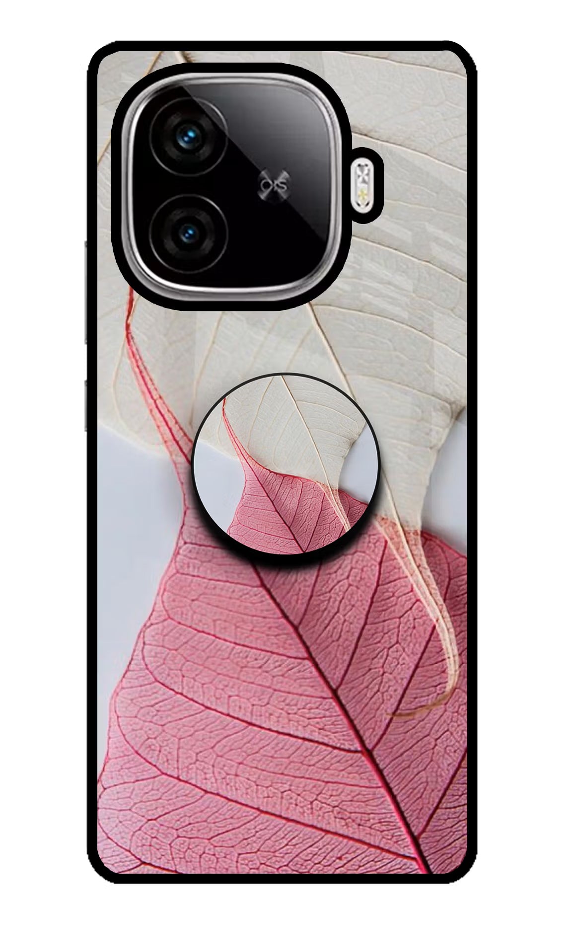 White Pink Leaf iQOO Neo 10R 5G Pop Case - White Pink Leaf iQOO Neo 10R 5G Pop Case by Casekaro White Pink Leaf iQOO Neo 10R 5G Pop Case by Casekaro