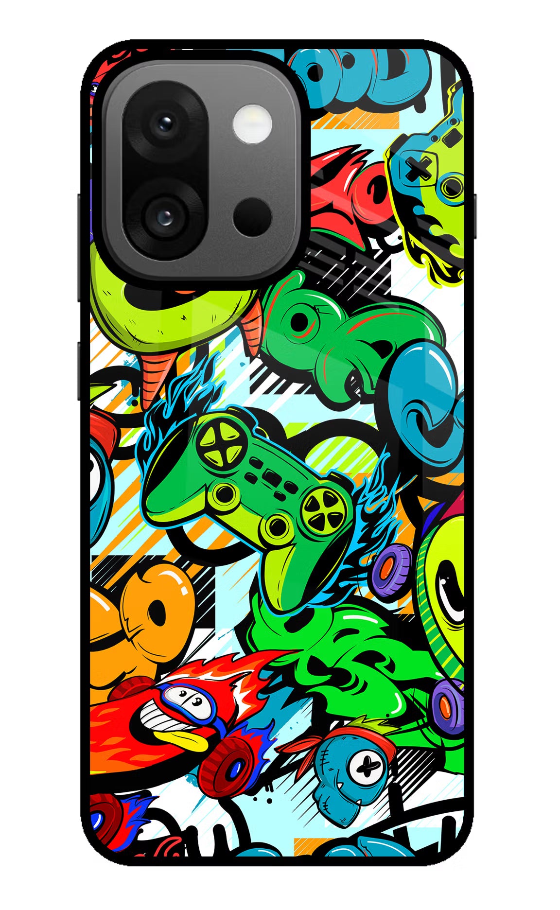 Game Doodle OnePlus 13s Back Cover - Game Doodle OnePlus 13s Glass Case Back Cover by Casekaro Game Doodle OnePlus 13s Glass Case Back Cover by Casekaro