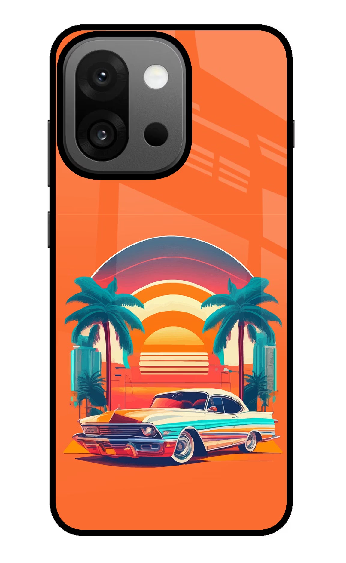 Palm Drive 80s OnePlus 13s Back Cover - Palm Drive 80s OnePlus 13s Glass Case Back Cover by Casekaro Palm Drive 80s OnePlus 13s Glass Case Back Cover by Casekaro