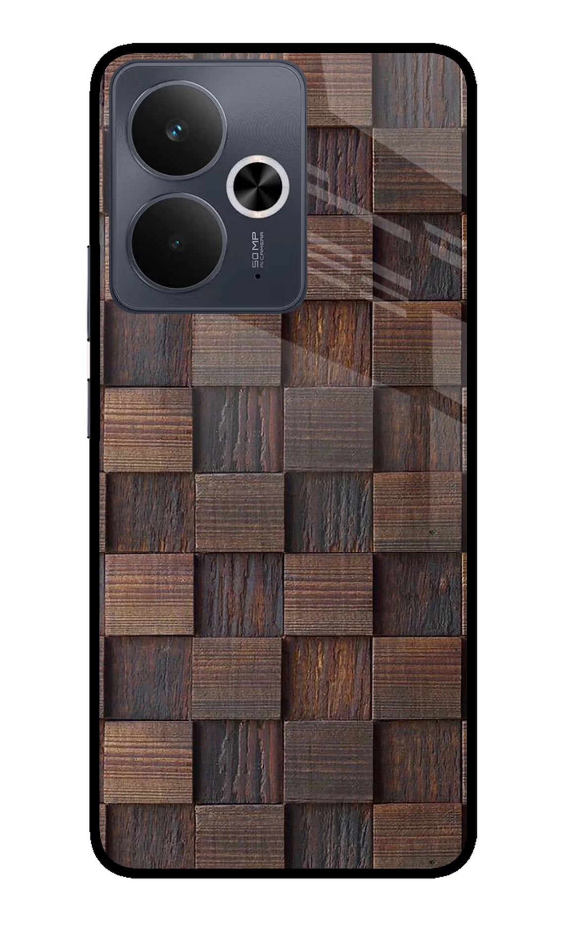 Wooden Cube Design Realme 14T 5G Glass Case - Wooden Cube Design Realme 14T 5G Glass Case Wooden Cube Design Realme 14T 5G Glass Case
