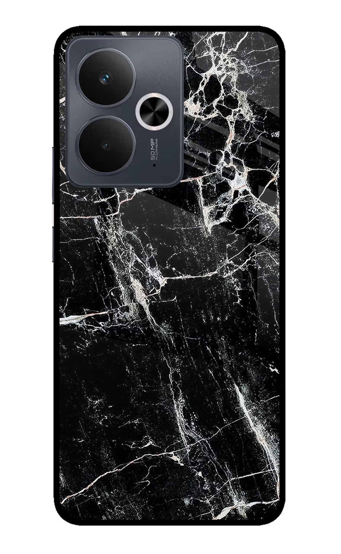 Black Marble Texture Realme 14T 5G Glass Case - Black Marble Texture Realme 14T 5G Glass Case Black Marble Texture Realme 14T 5G Glass Case