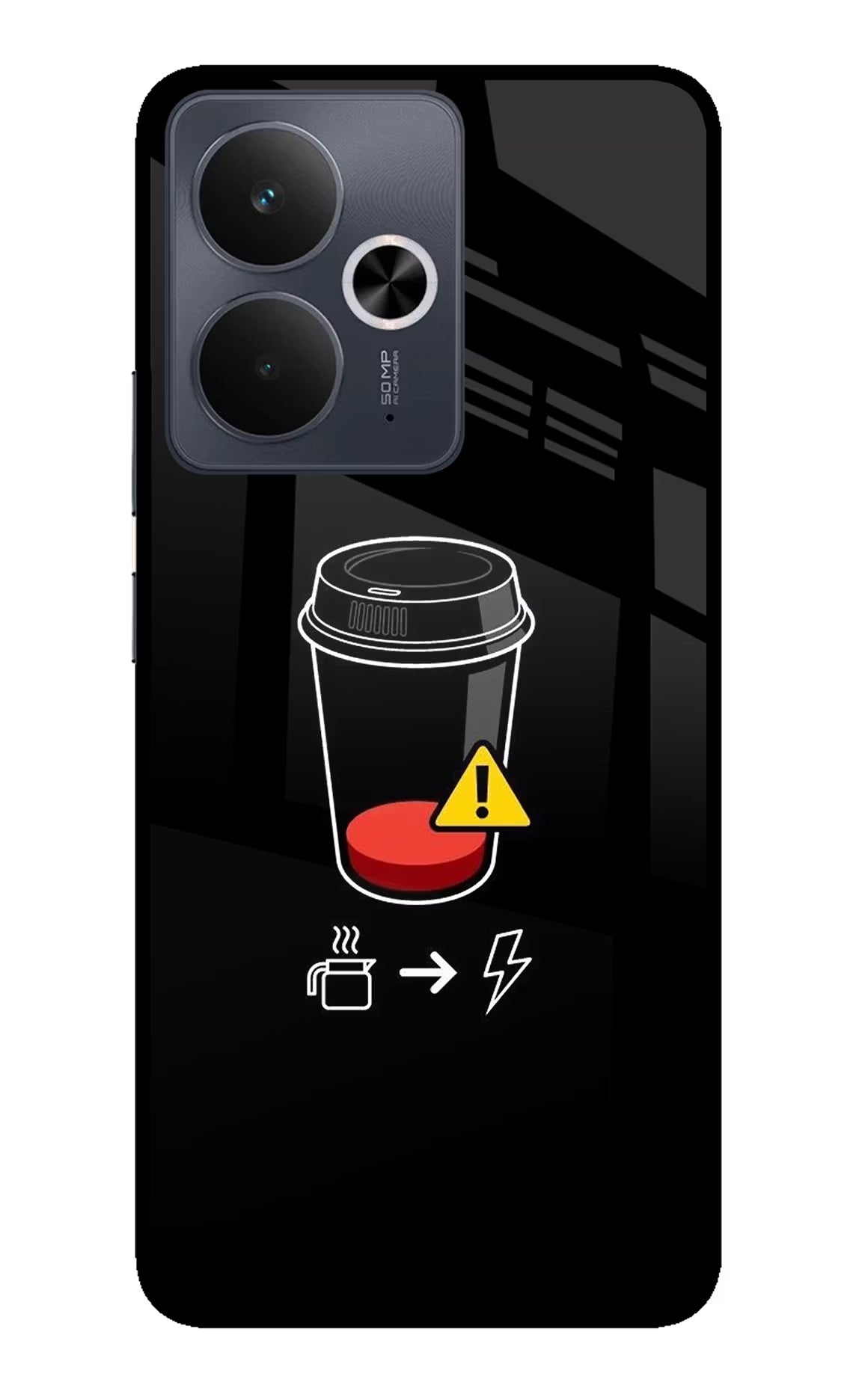 Coffee Realme 14T 5G Back Cover - Coffee Realme 14T 5G Glass Case Back Cover by Casekaro Coffee Realme 14T 5G Glass Case Back Cover by Casekaro