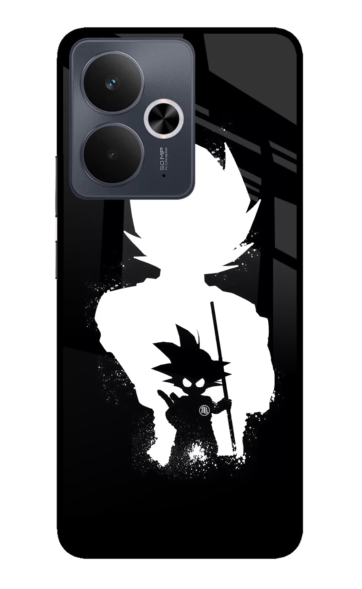 Goku Shadow Realme 14T 5G Back Cover - Goku Shadow Realme 14T 5G Glass Case Back Cover by Casekaro Goku Shadow Realme 14T 5G Glass Case Back Cover by Casekaro