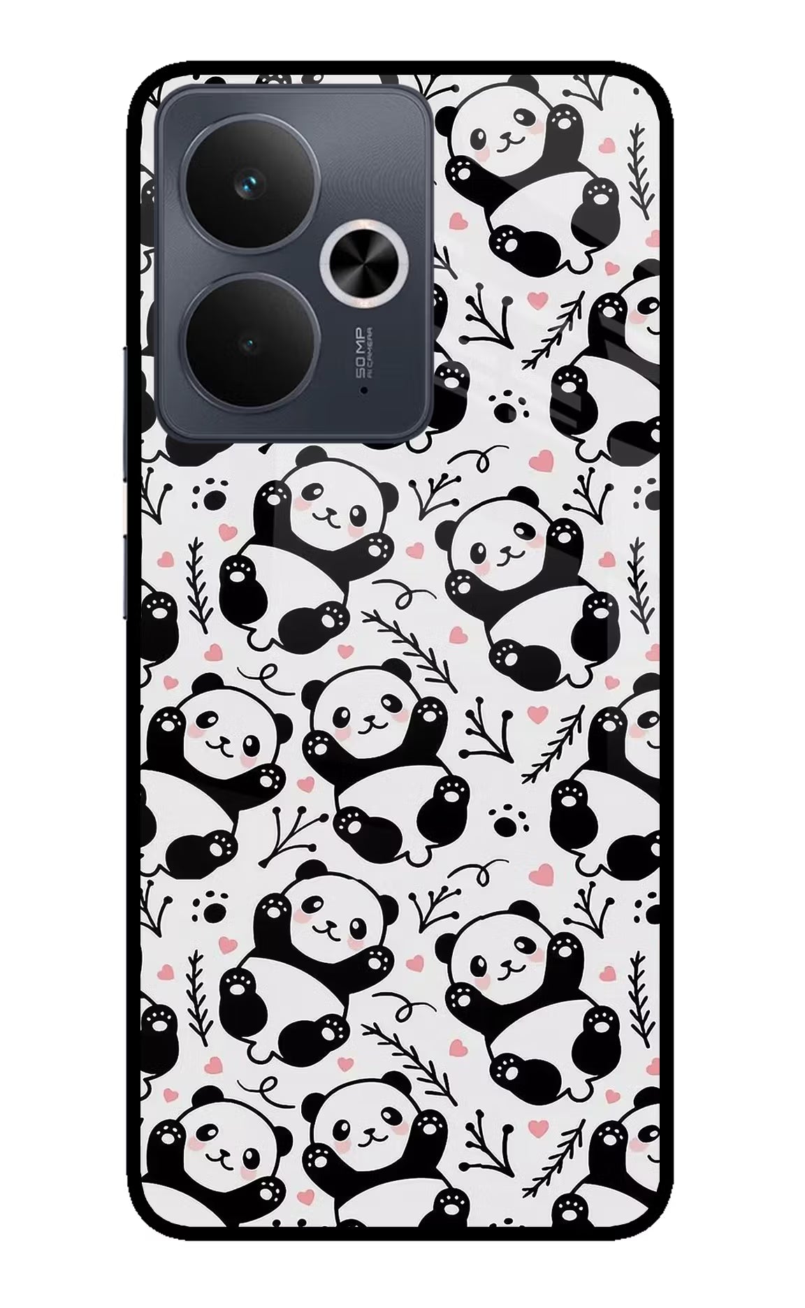 Cute Panda Realme 14T 5G Back Cover - Cute Panda Realme 14T 5G Glass Case Back Cover by Casekaro Cute Panda Realme 14T 5G Glass Case Back Cover by Casekaro