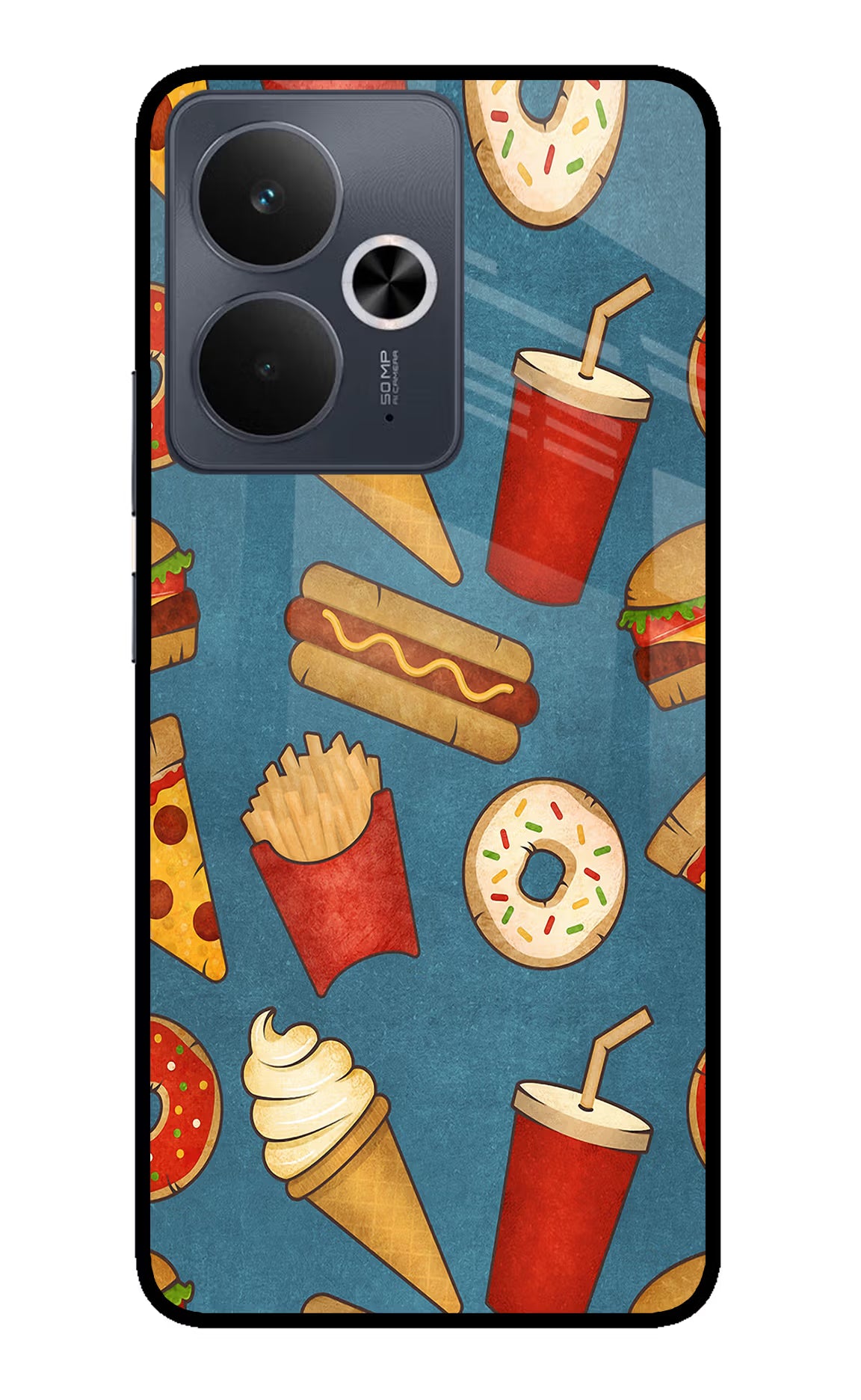 Foodie Realme 14T 5G Back Cover - Foodie Realme 14T 5G Glass Case Back Cover by Casekaro Foodie Realme 14T 5G Glass Case Back Cover by Casekaro