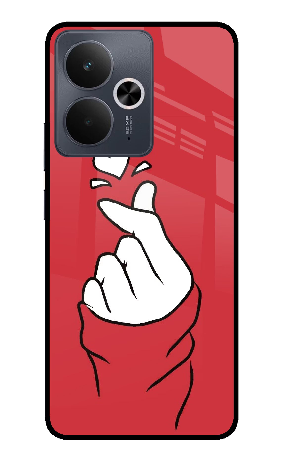 Korean Love Sign Realme 14T 5G Back Cover - Korean Love Sign Realme 14T 5G Glass Case Back Cover by Casekaro Korean Love Sign Realme 14T 5G Glass Case Back Cover by Casekaro