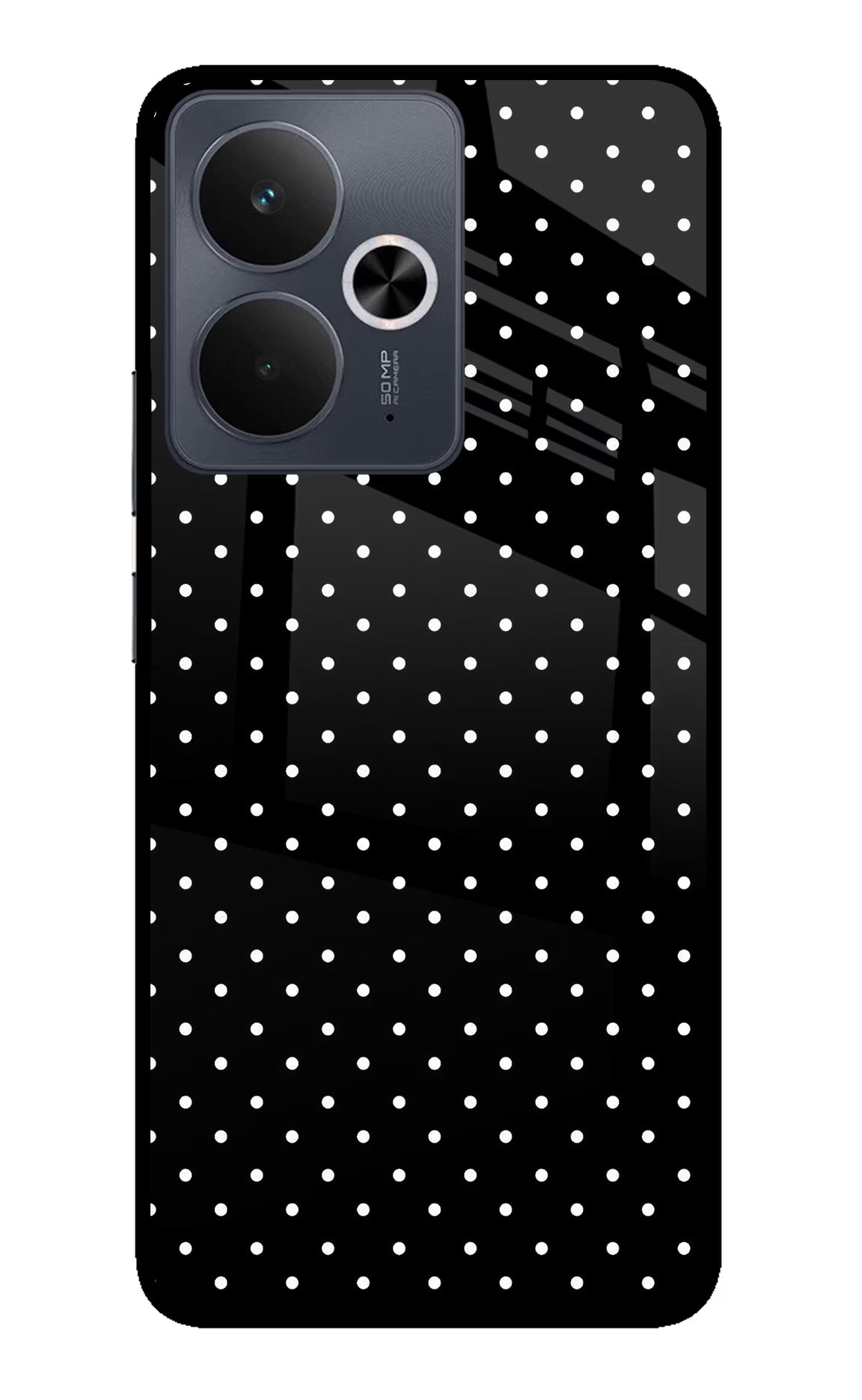 White Dots Realme 14T 5G Back Cover - White Dots Realme 14T 5G Glass Case Back Cover by Casekaro White Dots Realme 14T 5G Glass Case Back Cover by Casekaro