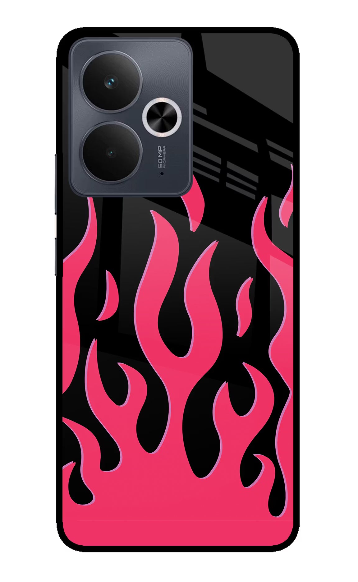 Fire Flames Realme 14T 5G Back Cover - Fire Flames Realme 14T 5G Glass Case Back Cover by Casekaro Fire Flames Realme 14T 5G Glass Case Back Cover by Casekaro