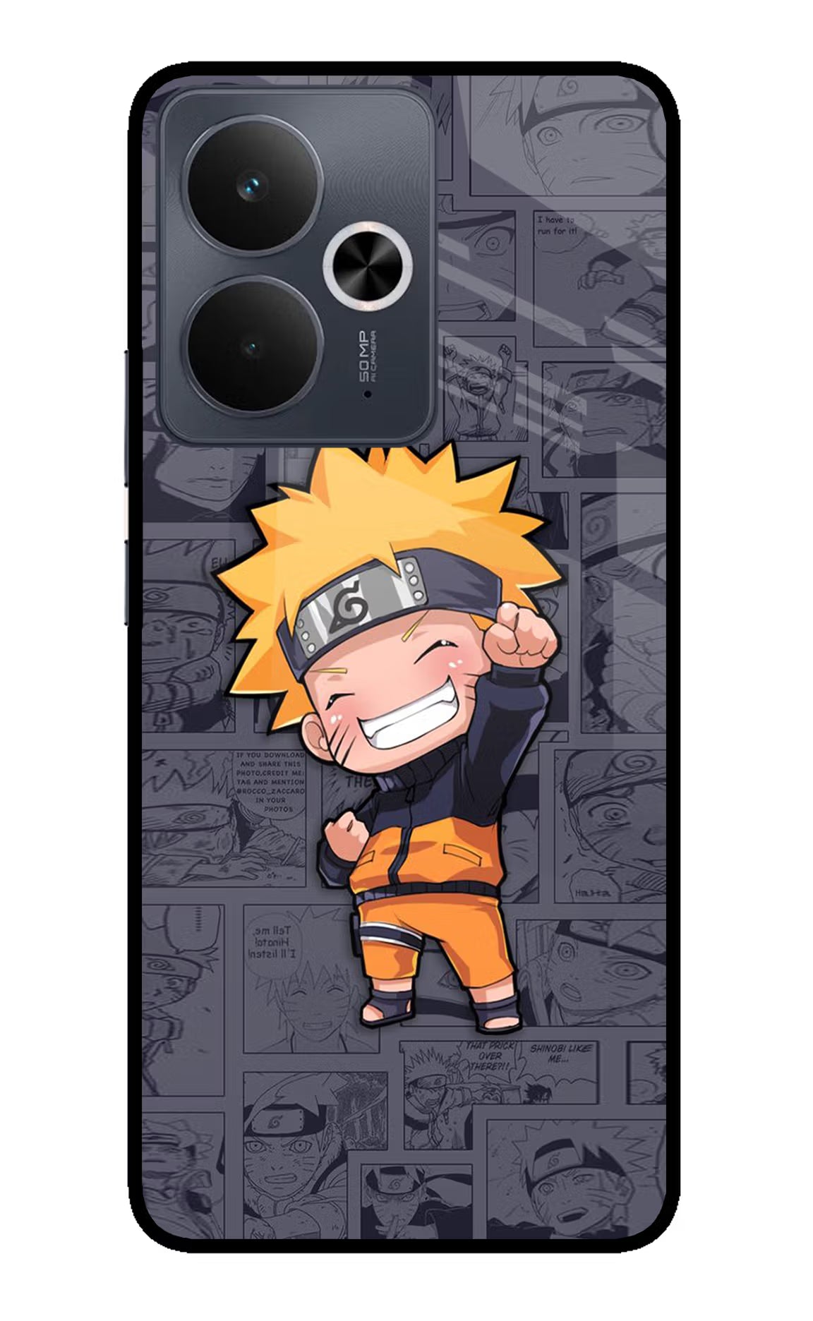 Chota Naruto Realme 14T 5G Back Cover - Chota Naruto Realme 14T 5G Glass Case Back Cover by Casekaro Chota Naruto Realme 14T 5G Glass Case Back Cover by Casekaro