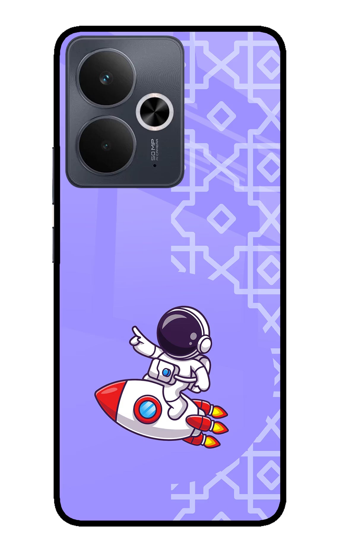 Cute Astronaut Realme 14T 5G Back Cover - Cute Astronaut Realme 14T 5G Glass Case Back Cover by Casekaro Cute Astronaut Realme 14T 5G Glass Case Back Cover by Casekaro