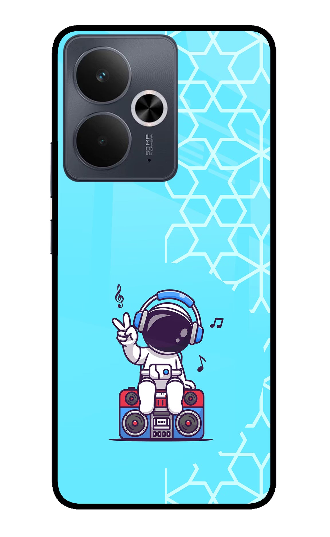 Cute Astronaut Chilling Realme 14T 5G Glass Case - Cute Astronaut Chilling Realme 14T 5G Glass Case Cute Astronaut Chilling Realme 14T 5G Glass Case
