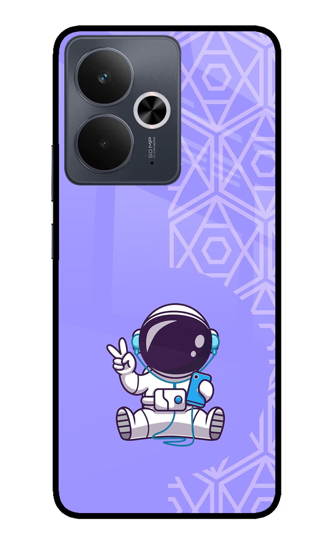 Cute Astronaut Chilling Realme 14T 5G Glass Case - Cute Astronaut Chilling Realme 14T 5G Glass Case Cute Astronaut Chilling Realme 14T 5G Glass Case
