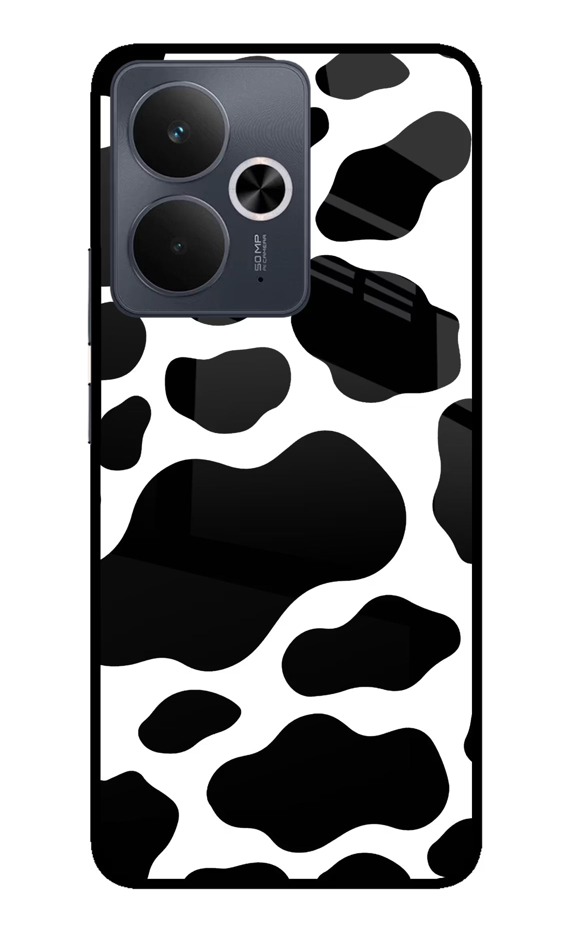 Cow Spots Realme 14T 5G Back Cover - Cow Spots Realme 14T 5G Glass Case Back Cover by Casekaro Cow Spots Realme 14T 5G Glass Case Back Cover by Casekaro