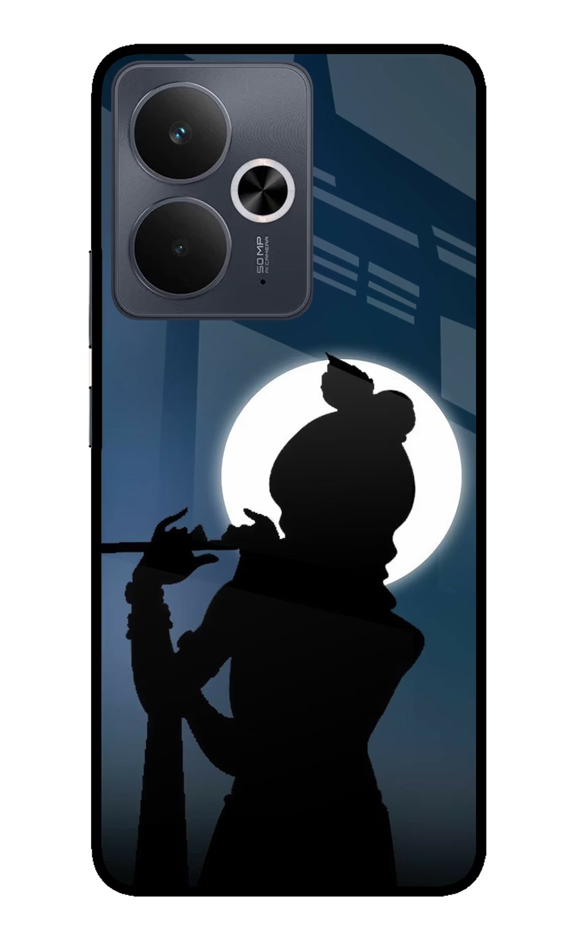 Shri Krishna Silhouette Realme 14T 5G Back Cover - Shri Krishna Silhouette Realme 14T 5G Glass Case Back Cover by Casekaro Shri Krishna Silhouette Realme 14T 5G Glass Case Back Cover by Casekaro
