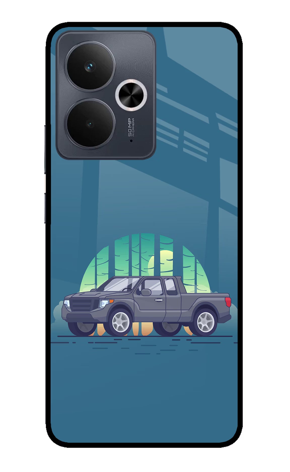 Retro Garage Vibe Realme 14T 5G Glass Case - Retro Garage Vibe Realme 14T 5G Glass Case Retro Garage Vibe Realme 14T 5G Glass Case