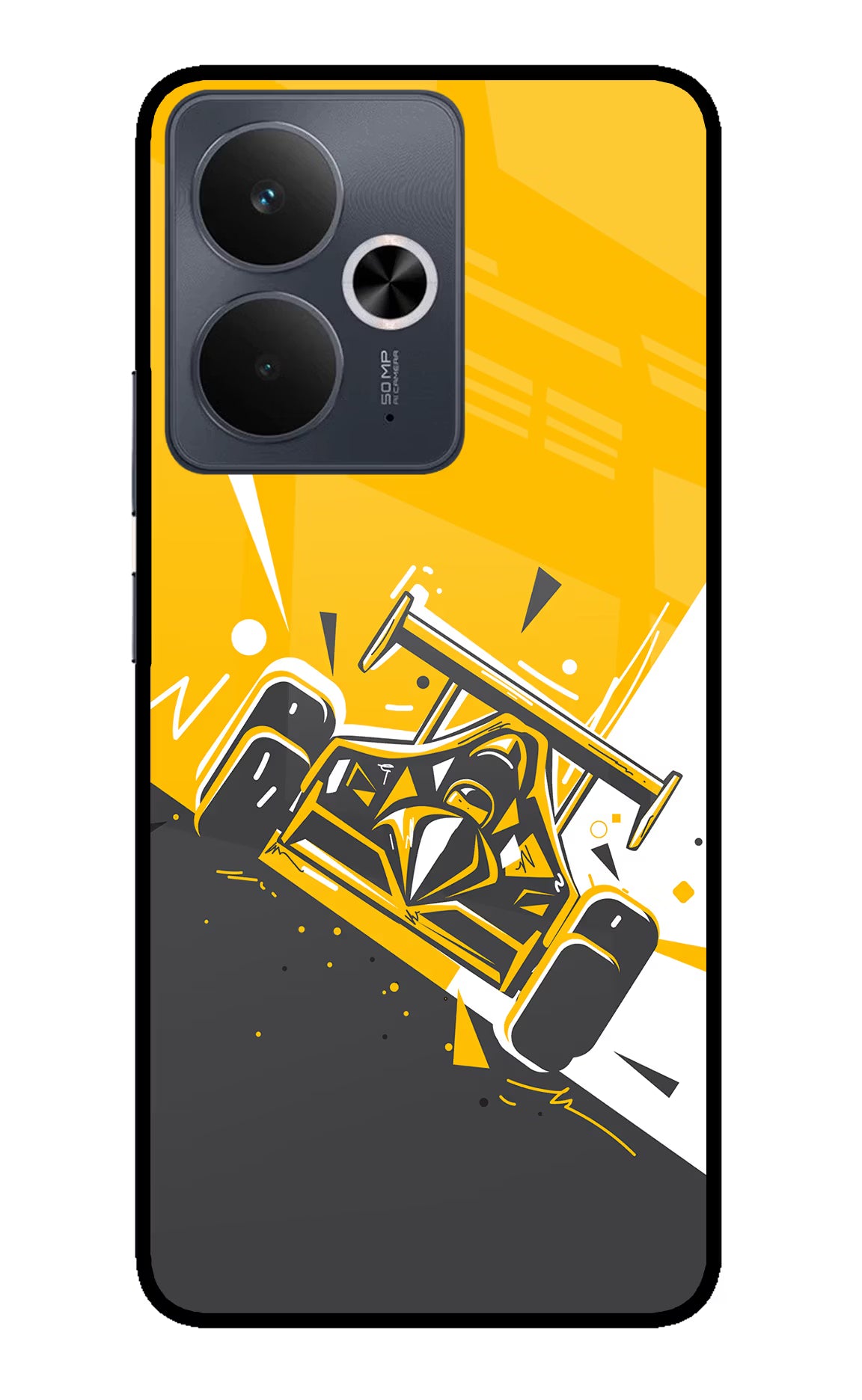 Track King Realme 14T 5G Back Cover - Track King Realme 14T 5G Glass Case Back Cover by Casekaro Track King Realme 14T 5G Glass Case Back Cover by Casekaro