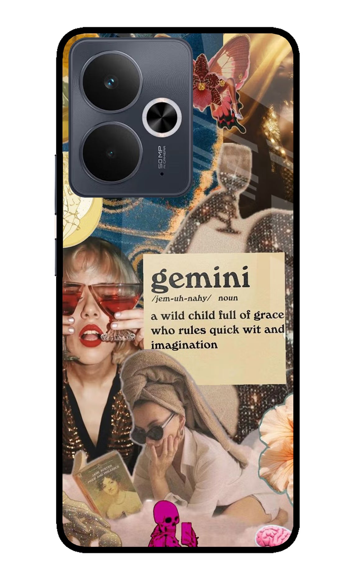 Gemini Zodiac Realme 14T 5G Back Cover - Gemini Zodiac Realme 14T 5G Glass Case Back Cover by Casekaro Gemini Zodiac Realme 14T 5G Glass Case Back Cover by Casekaro