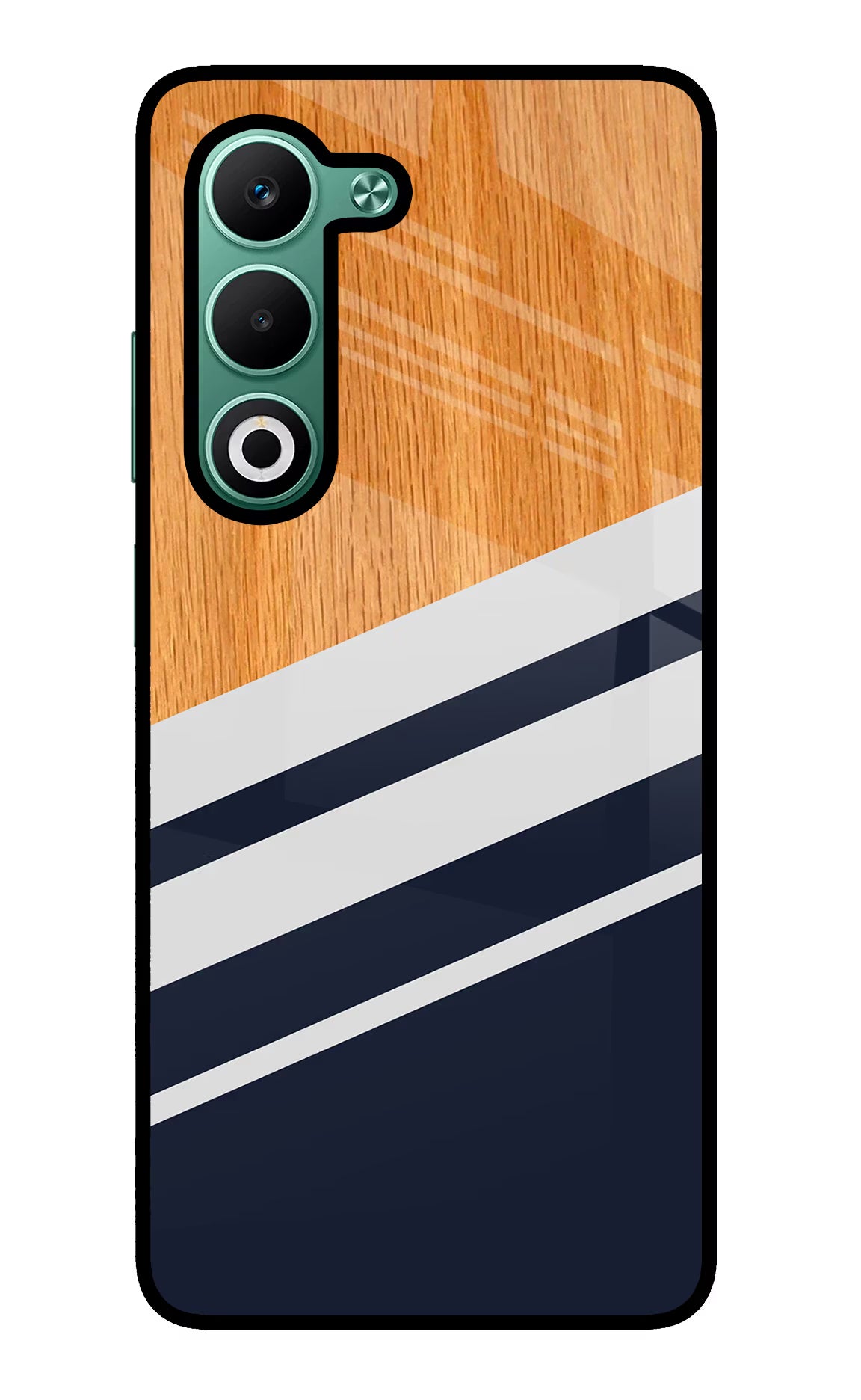 Blue and white wooden Oppo A5 5G Glass Case - Blue and white wooden Oppo A5 5G Glass Case Blue and white wooden Oppo A5 5G Glass Case
