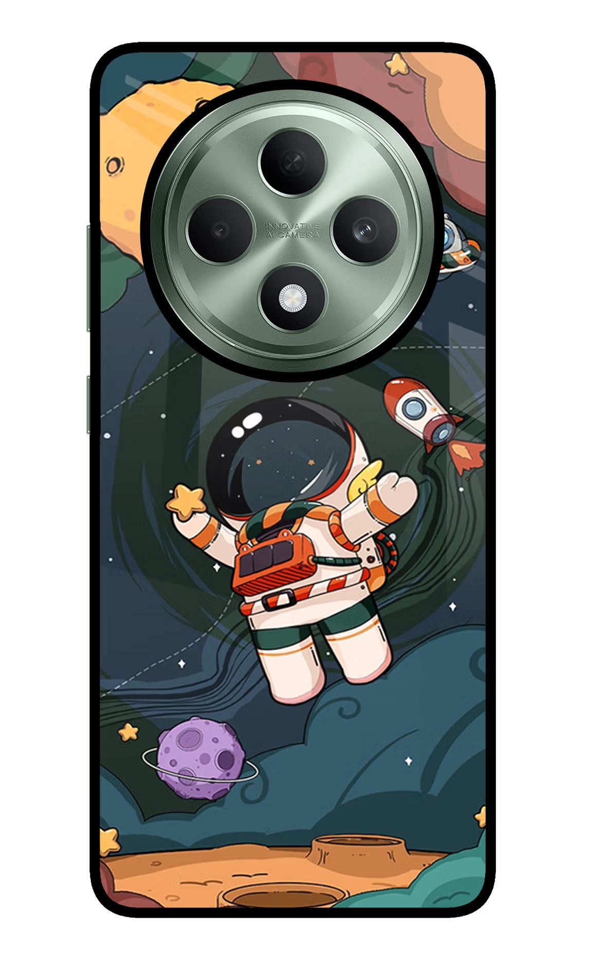 Cartoon Astronaut Oppo F27 5G Glass Case - Cartoon Astronaut Oppo F27 5G Glass Case Cartoon Astronaut Oppo F27 5G Glass Case