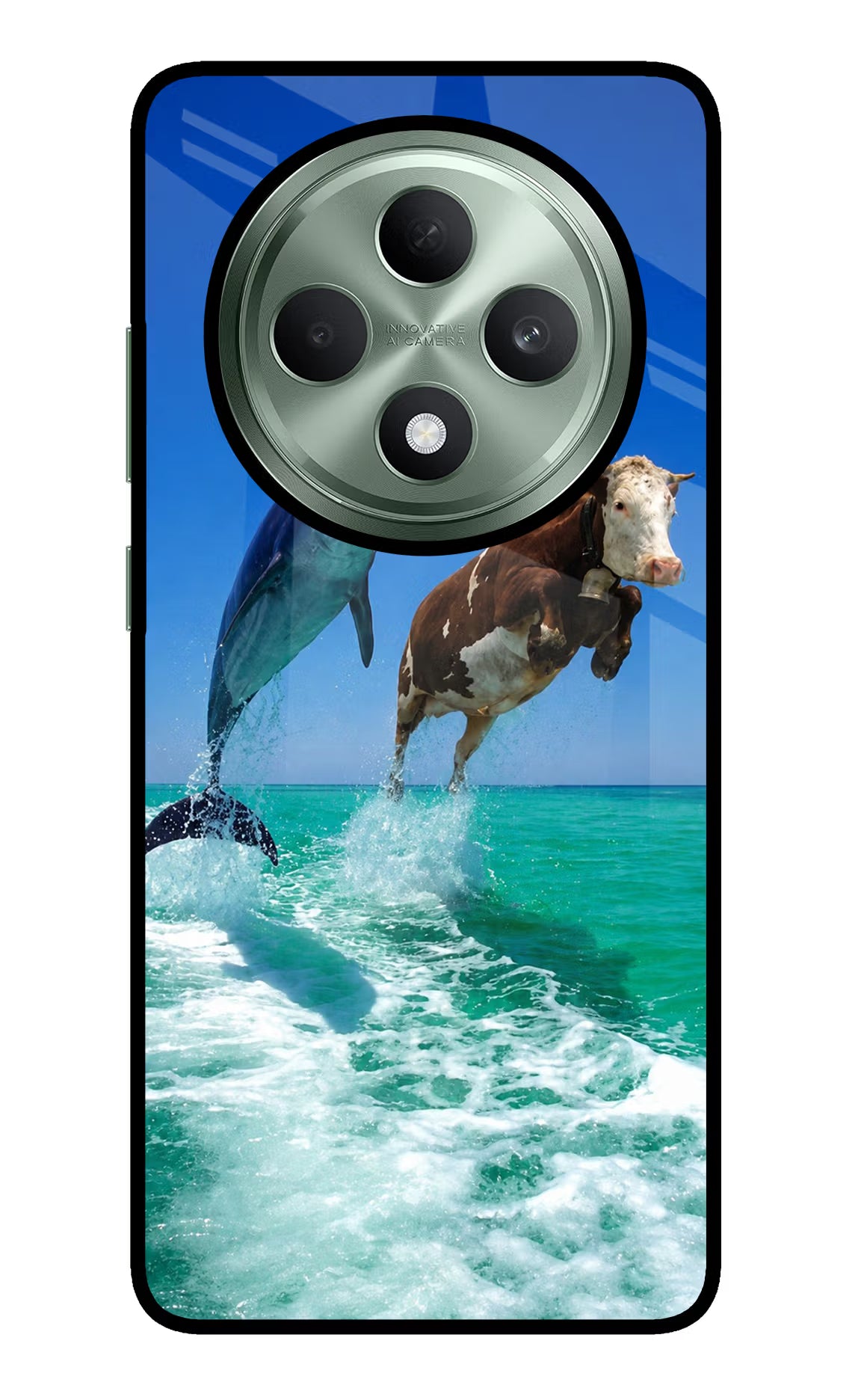 Dolphin vs Cow Oppo F27 5G Glass Case - Dolphin vs Cow Oppo F27 5G Glass Case Dolphin vs Cow Oppo F27 5G Glass Case