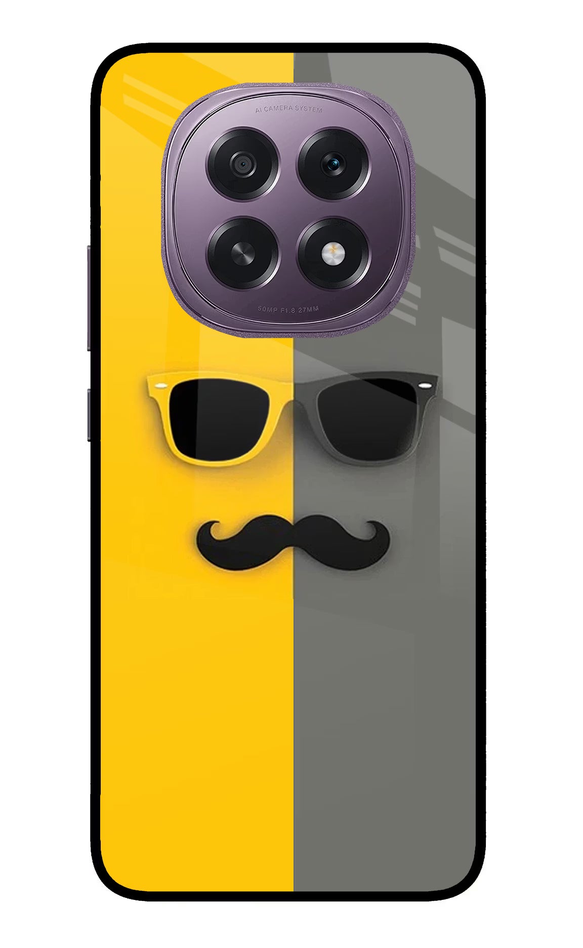 Sunglasses with Mustache Oppo F29 5G Glass Case Back Cover by Casekaro