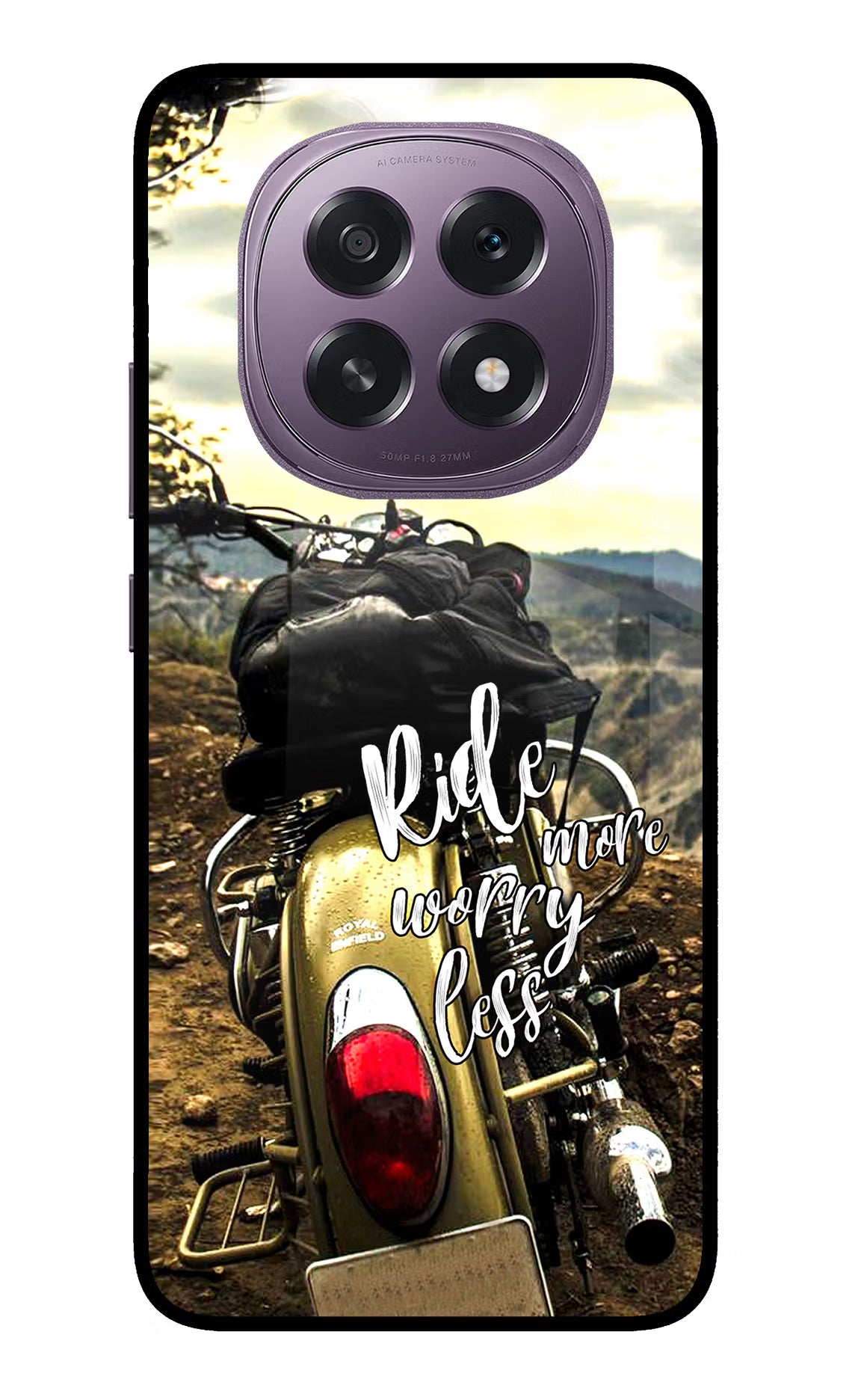 Ride More Worry Less Oppo F29 5G Back Cover - Ride More Worry Less Oppo F29 5G Glass Case Back Cover by Casekaro Ride More Worry Less Oppo F29 5G Glass Case Back Cover by Casekaro