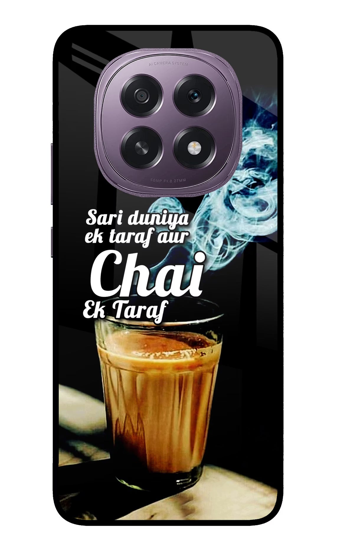 Chai Ek Taraf Quote Oppo F29 5G Back Cover - Chai Ek Taraf Quote Oppo F29 5G Glass Case Back Cover by Casekaro Chai Ek Taraf Quote Oppo F29 5G Glass Case Back Cover by Casekaro