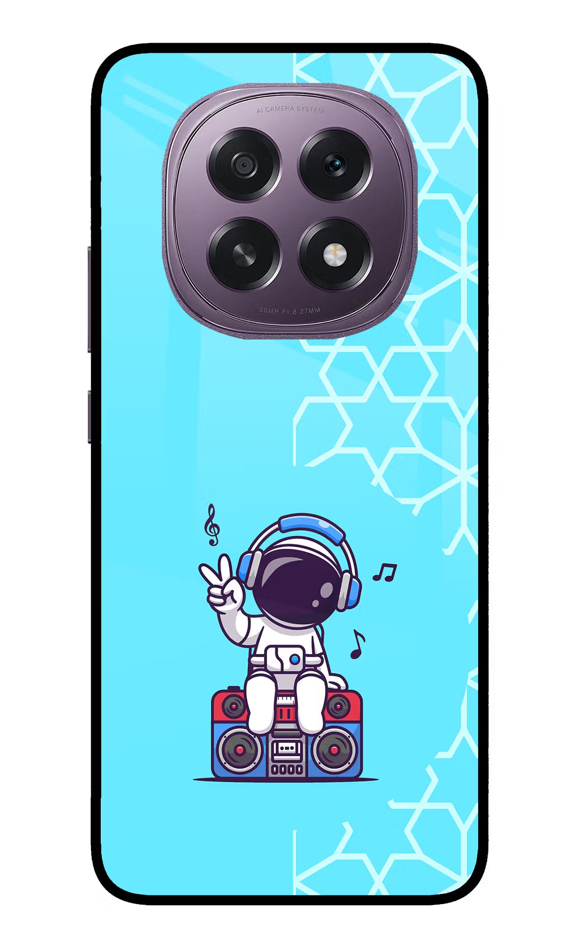 Cute Astronaut Chilling Oppo F29 5G Glass Case Back Cover by Casekaro