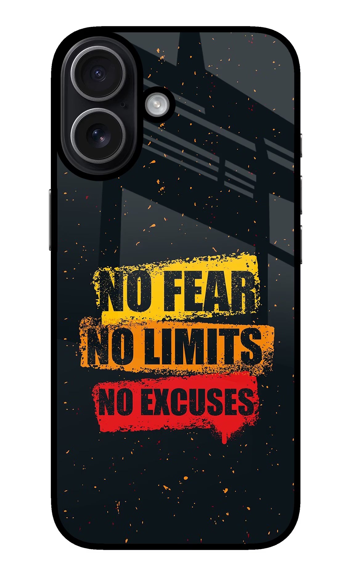 No Fear No Limits No Excuse iPhone 17 Back Cover - No Fear No Limits No Excuse iPhone 17 Glass Case Back Cover by Casekaro No Fear No Limits No Excuse iPhone 17 Glass Case Back Cover by Casekaro