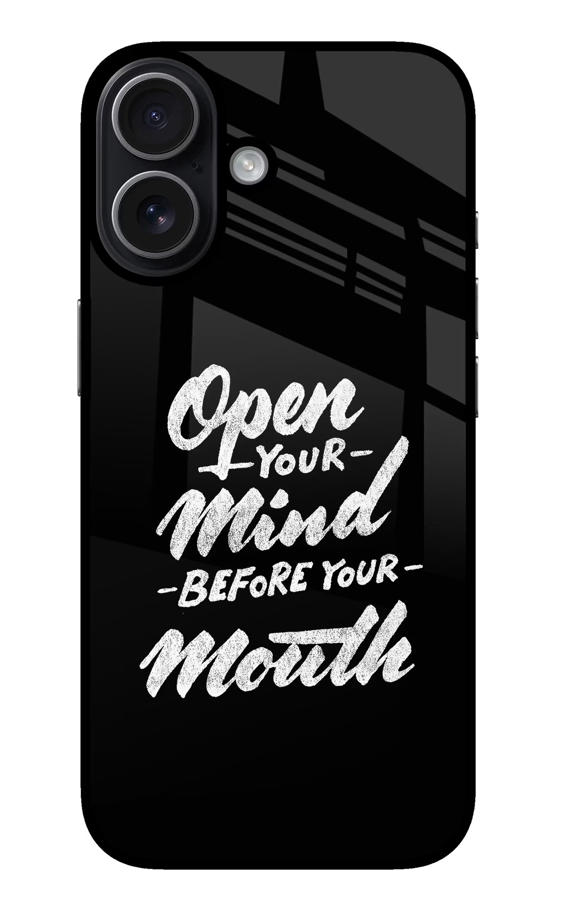Open Your Mind Before Your Mouth iPhone 17 Back Cover - Open Your Mind Before Your Mouth iPhone 17 Glass Case Back Cover by Casekaro Open Your Mind Before Your Mouth iPhone 17 Glass Case Back Cover by Casekaro