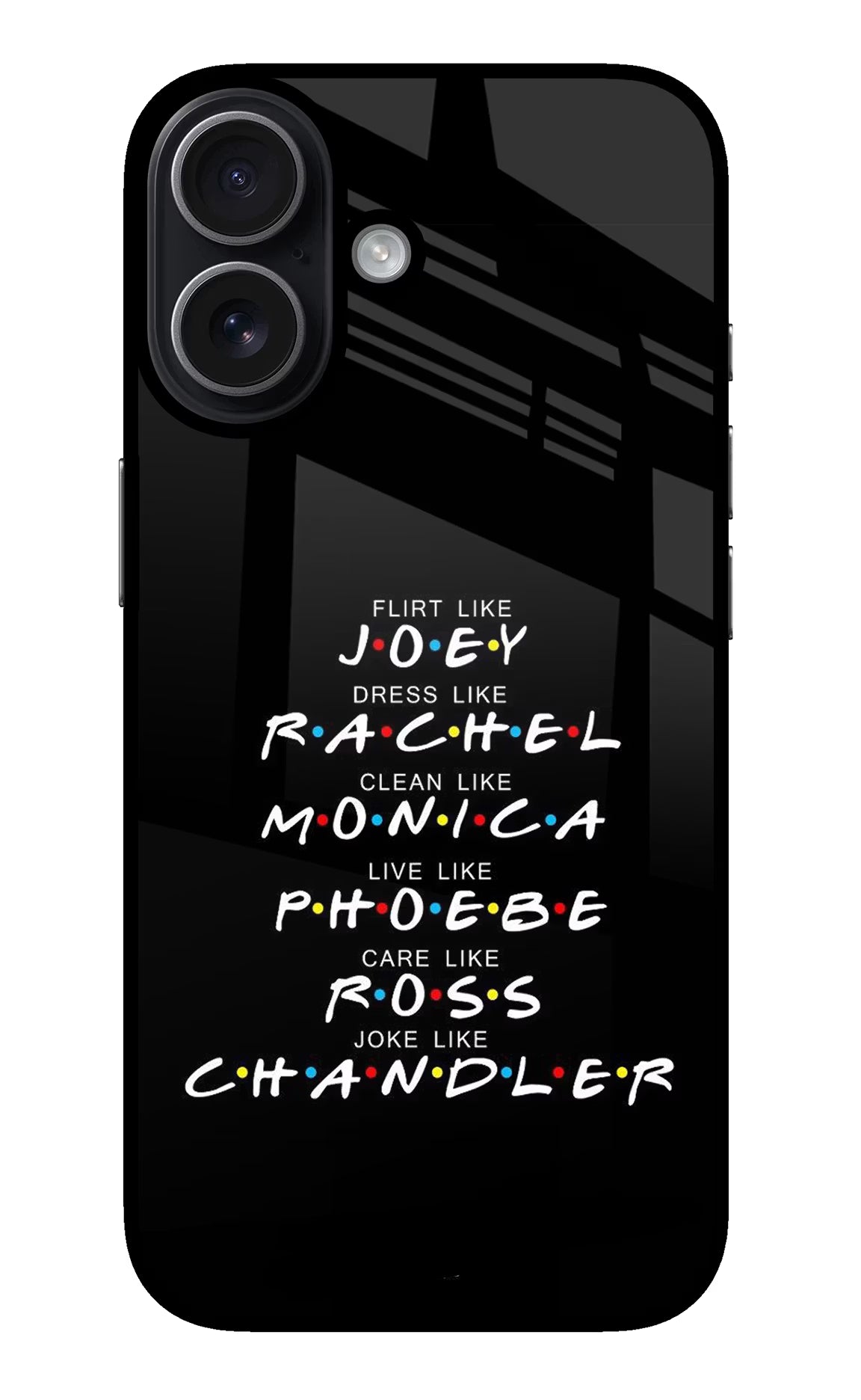 FRIENDS Character iPhone 17 Back Cover - FRIENDS Character iPhone 17 Glass Case Back Cover by Casekaro FRIENDS Character iPhone 17 Glass Case Back Cover by Casekaro