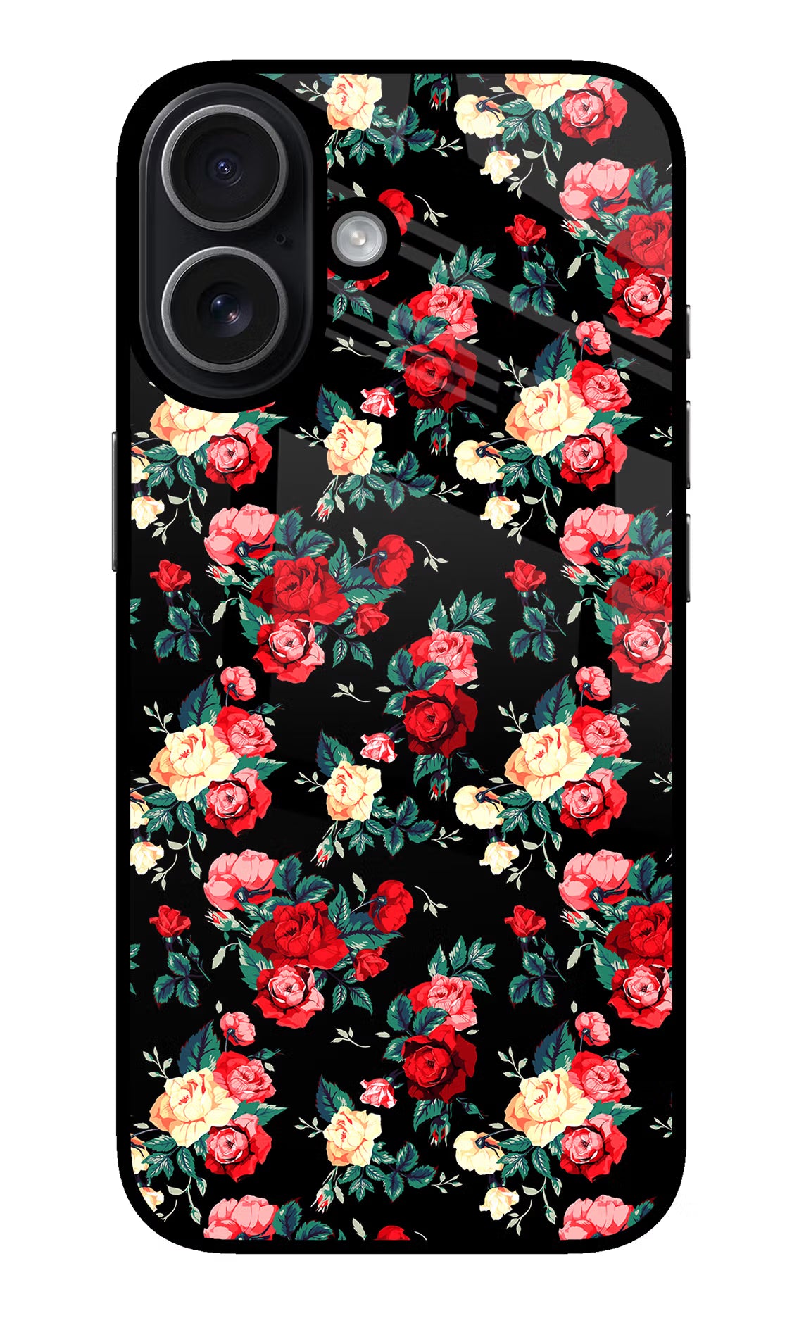 Rose Pattern iPhone 17 Glass Case - Rose Pattern iPhone 17 Glass Case Rose Pattern iPhone 17 Glass Case