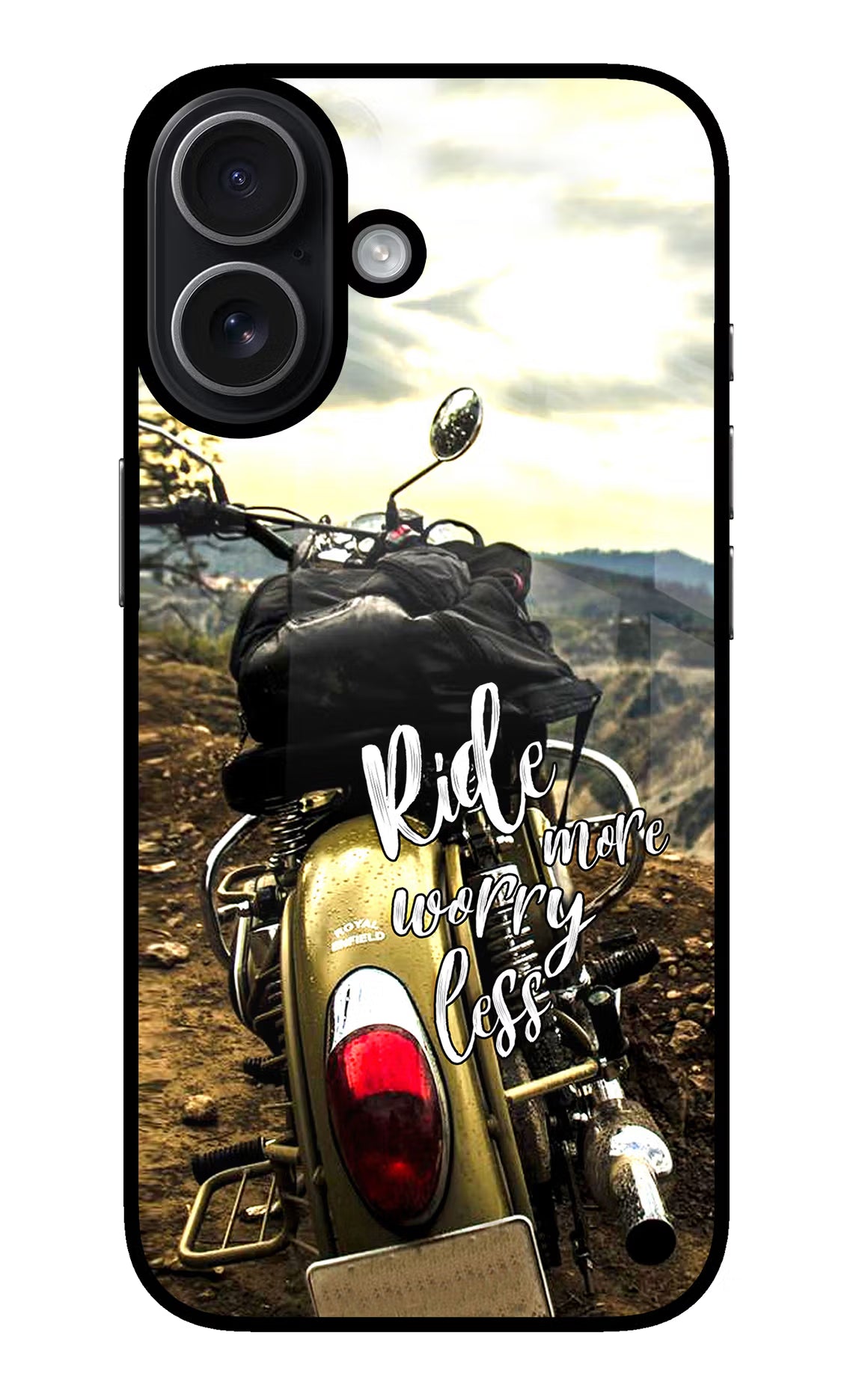 Ride More Worry Less iPhone 17 Back Cover - Ride More Worry Less iPhone 17 Glass Case Back Cover by Casekaro Ride More Worry Less iPhone 17 Glass Case Back Cover by Casekaro