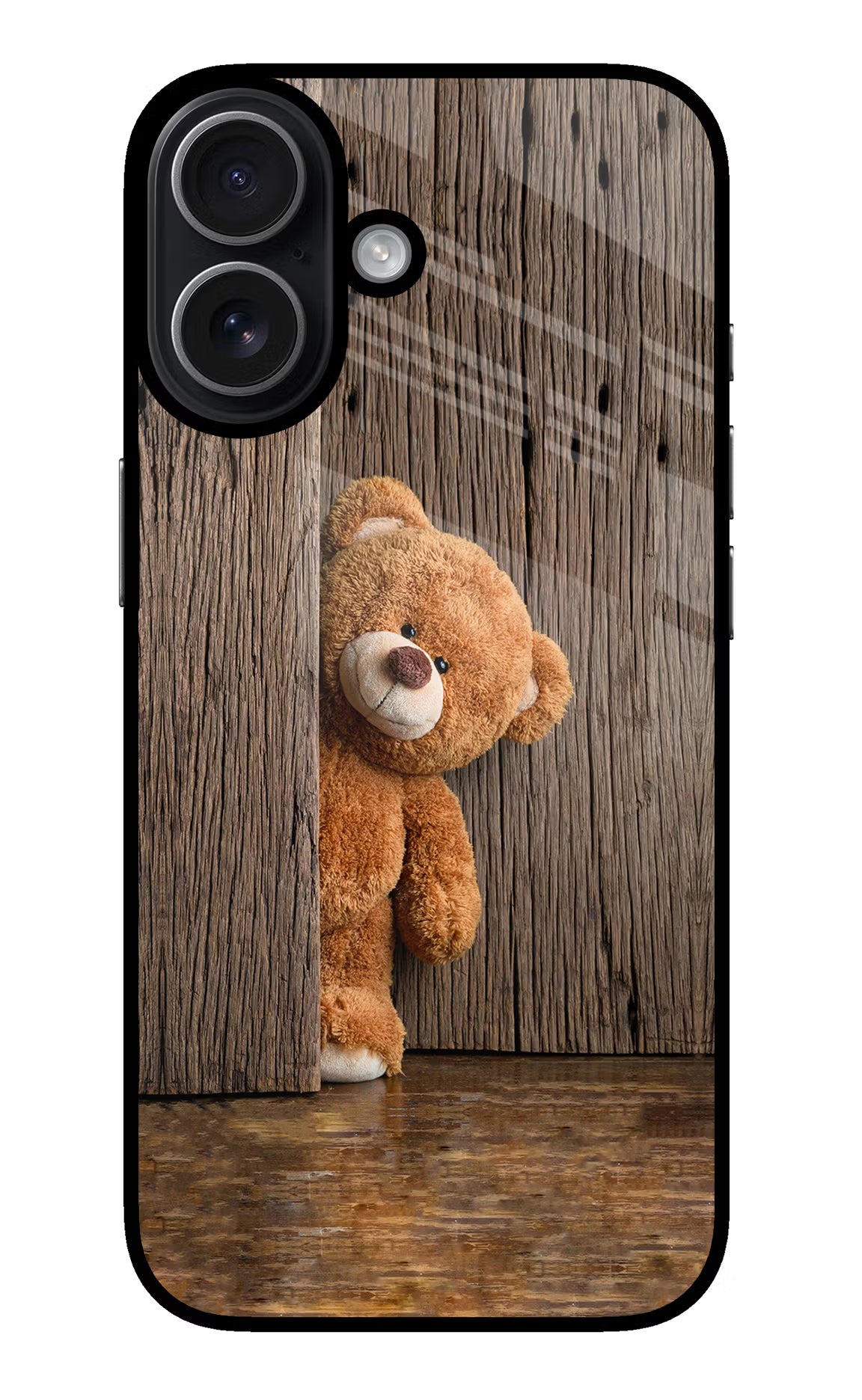 Teddy Wooden iPhone 17 Back Cover - Teddy Wooden iPhone 17 Glass Case Back Cover by Casekaro Teddy Wooden iPhone 17 Glass Case Back Cover by Casekaro