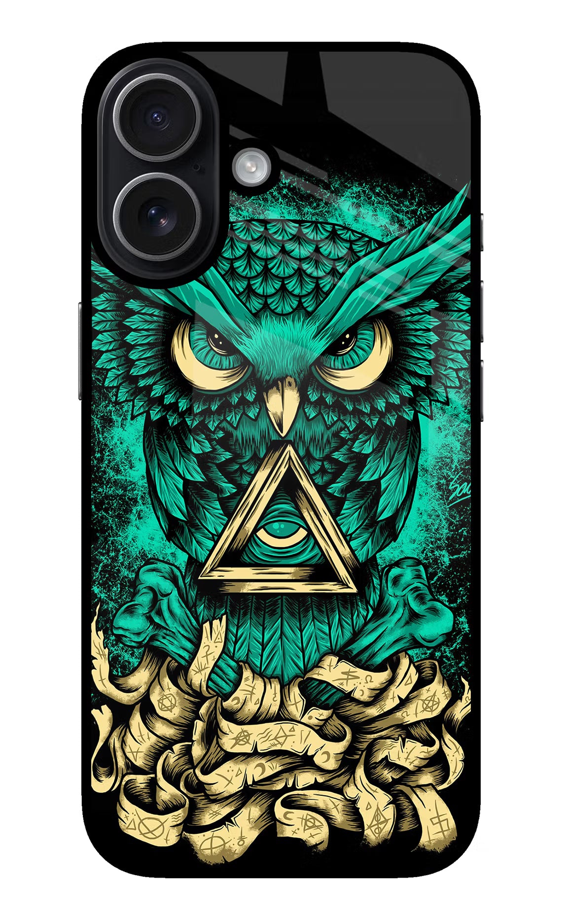Green Owl iPhone 17 Glass Case - Green Owl iPhone 17 Glass Case Green Owl iPhone 17 Glass Case