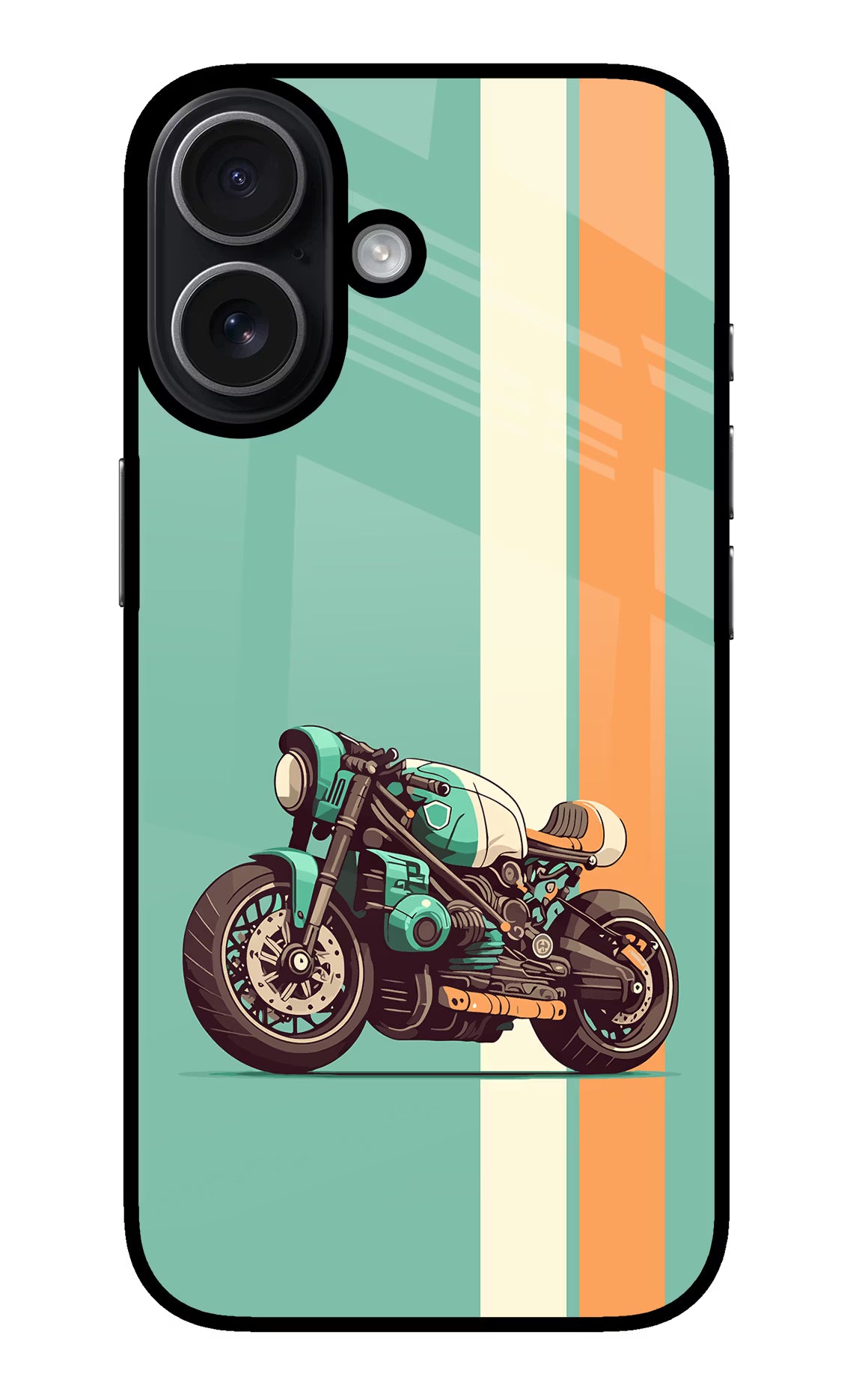 Striped Moto Drift iPhone 17 Glass Case Back Cover by Casekaro