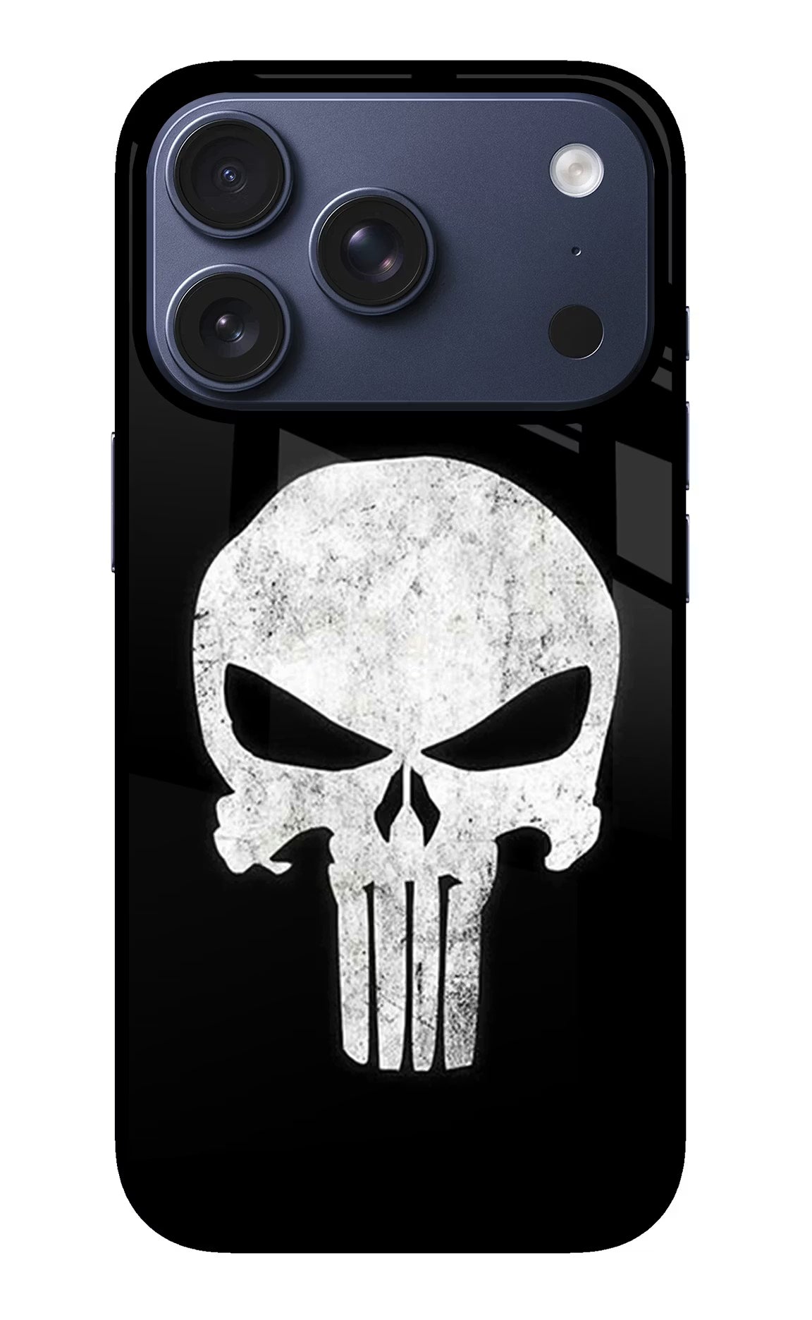 Punisher Skull iPhone 17 Pro Back Cover - Punisher Skull iPhone 17 Pro Glass Case Back Cover by Casekaro Punisher Skull iPhone 17 Pro Glass Case Back Cover by Casekaro